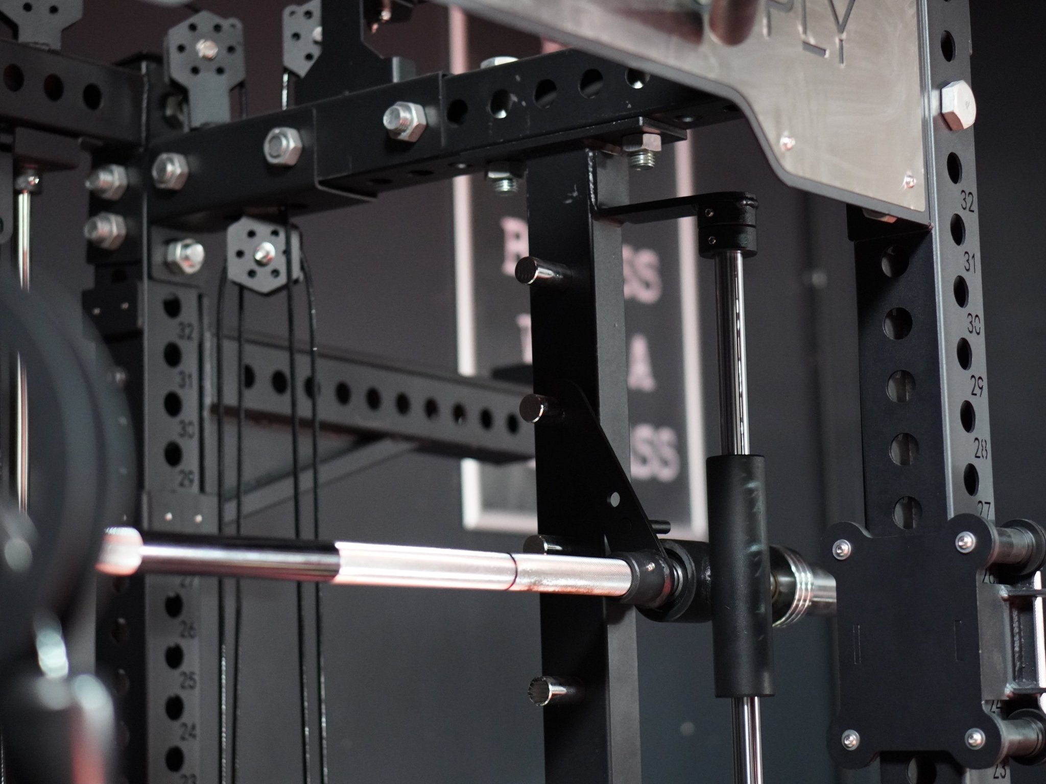 close up of Smith machine bar on the All in One Gym Smith Machine