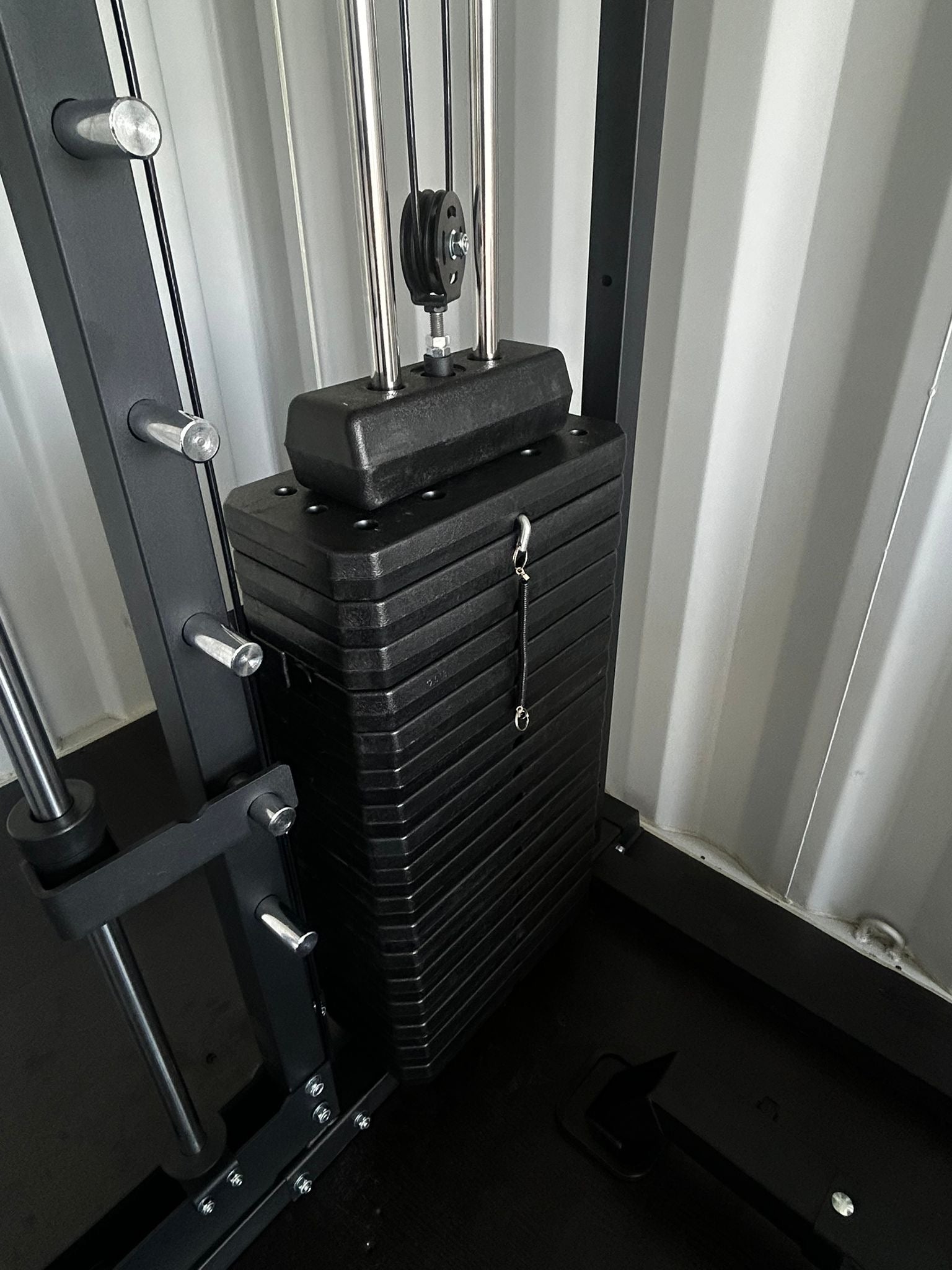 Close up of weight stack on the Strength Supply Smith Machine Home Gym