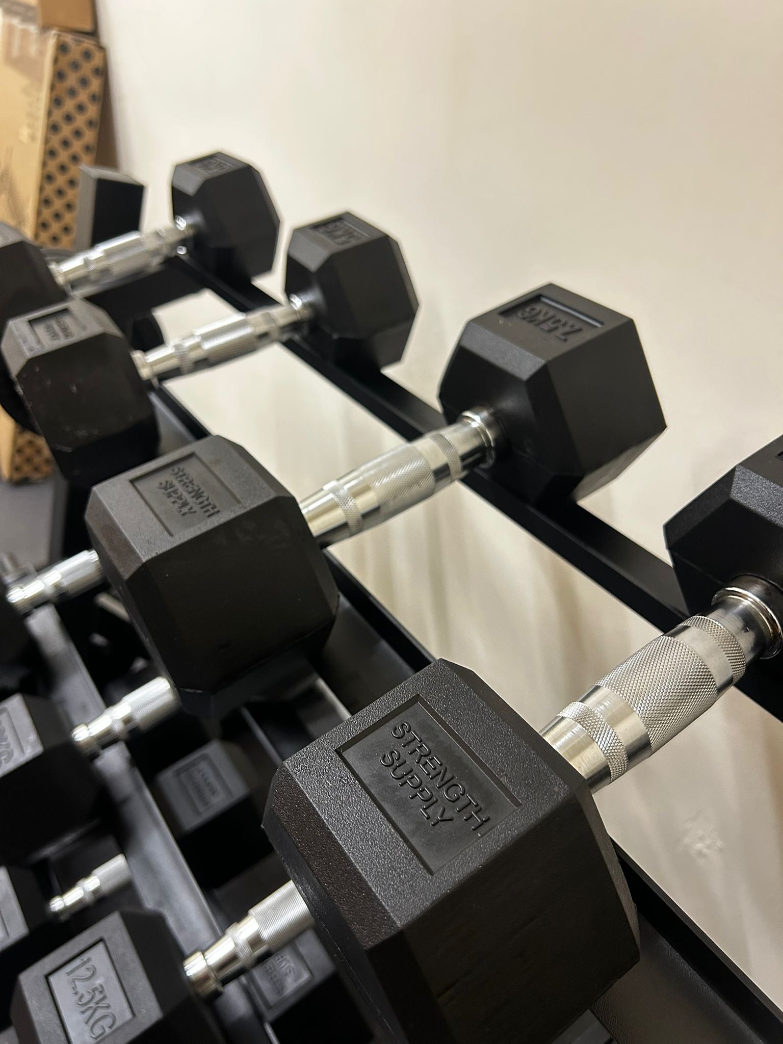 Dumbbell Racks (5 - 20kg) with Bar and Plate Holders - Strength Supply
