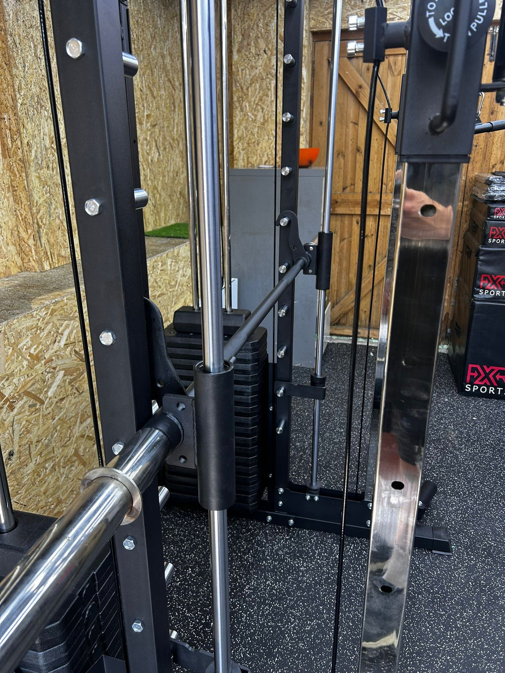close up of smith machine bar on the Strength Supply Smith Machine Home Gym