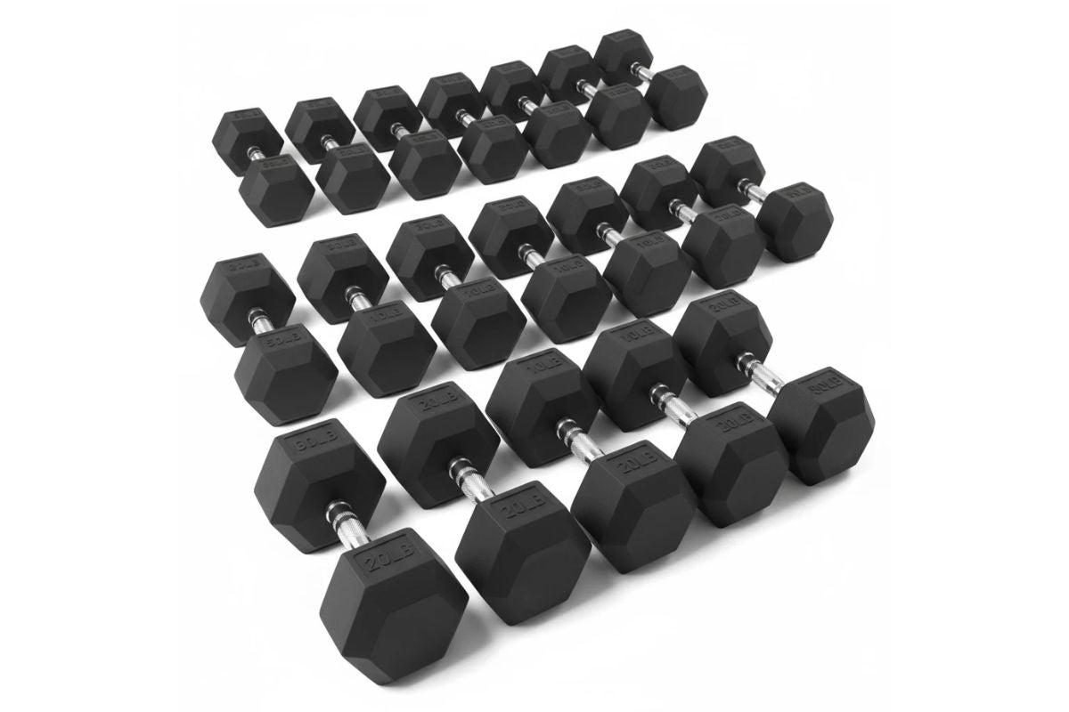 5 - 35kg Rubber hex dumbbells - Strength Supply